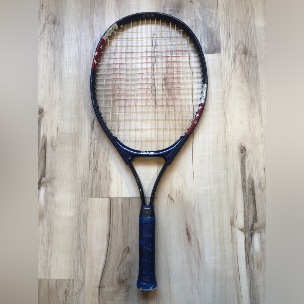 Vintage Wilson American Ace 23 Junior Tennis Racquet 95 Sq In USA Stars Blue